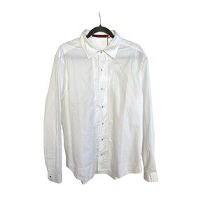 RYAN ROBERTS White Snap Button Long Sleeve Shirt Men Size XL Collar